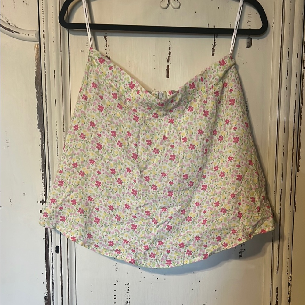 Charlie Holiday Floral Mini Skirt - Pink and Green